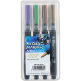 Artline Supreme Metallic Markers | Gold, Bronze, Met. Green, Met. Purple | 4-Pack